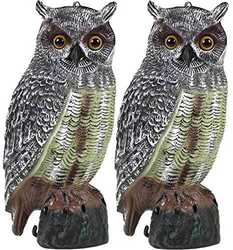 Owl Decoys to Scare Birds Away Plastic Owl Statue 16.5" Tall [Pack of 2]
