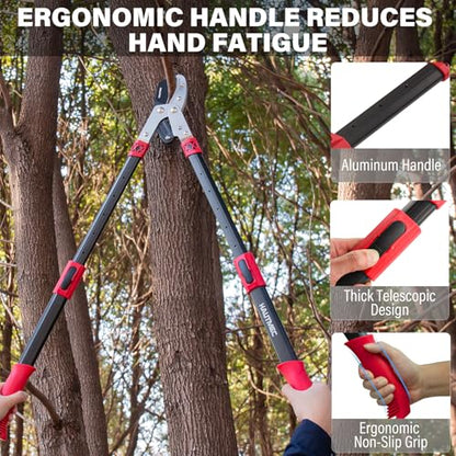 HAUTMEC Anvil Loppers for Tree Trimming Heavy Duty, Extendable 27-37'' Garden Loppers with Compound Action System, 2" Cutting Capacity,with replacement blades, HT0461 - color: Loppers & Blade
