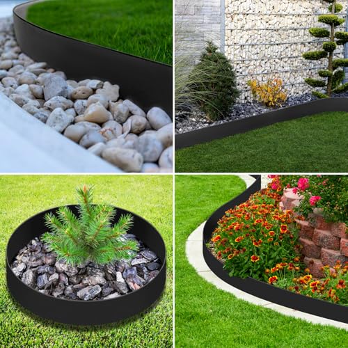 LAVEVE Galvanized Steel Landscape Edging 4-Pack, 40" L x 5" H (13Ft Total) - color: Black, size: 40"l X 5"h X 4 Pack
