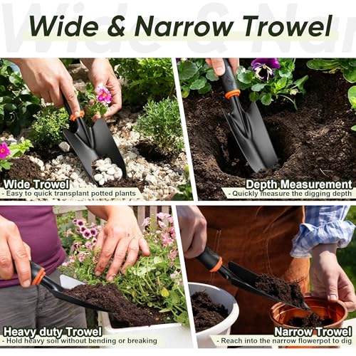 Joyfair Gardening Tools, 12 Pcs Garden Tool Set for Planting & Weeding