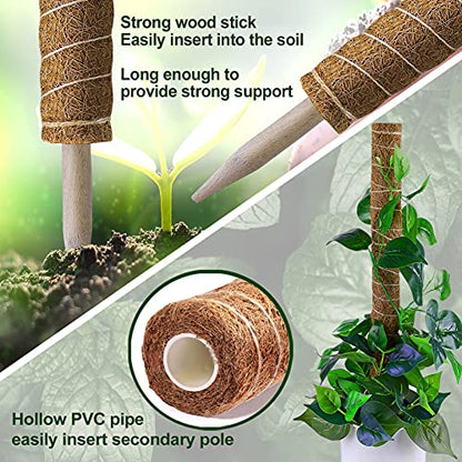 Fabulas Moss Pole Monstera Plant Support, Extended to 48 Inch, 4 Pack 16 in - size: totem pole 16"x4pcs