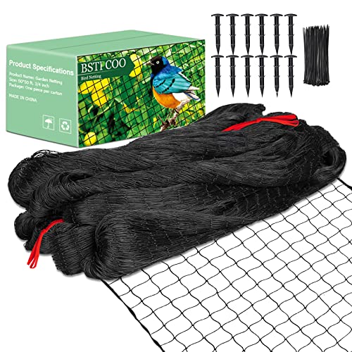 BSTPCOO Nylon Bird Netting 50'x50 Hawk Net to Protect Chickens, 3/4" Mesh - size: 50'×50'-3/4''