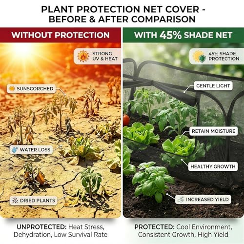 QwayHome 2Pack Garden Covers for Raised Beds, Pop Up Mesh Plant Protect Covers, Black 45% Sunblock Plant Shade Tent, Vegetable Seedling Crop Cage for Against Animals, With 8 Stakes L*W*H - 45*22*16in - color: Black