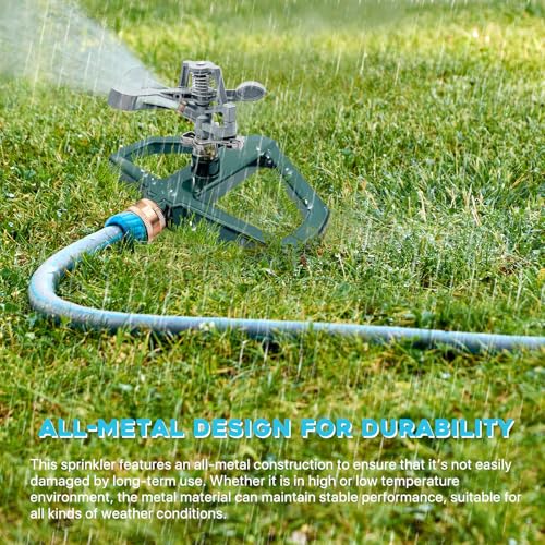 2 Pack Metal Impact Sprinklers for Yard Lawn Sprinkler 360 Coverage - color: Green
