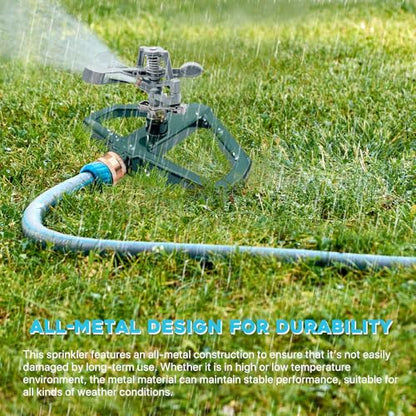 2 Pack Metal Impact Sprinklers for Yard Lawn Sprinkler 360 Coverage - color: Green