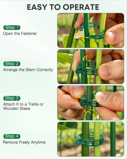 300Pcs Green Tomato Clips,Plastic Trellis Clips,Reusable Plant Support Clips for Tomatoes,Cucumbers,and Vines,Garden Supplies for Vertical Growing - color: Green