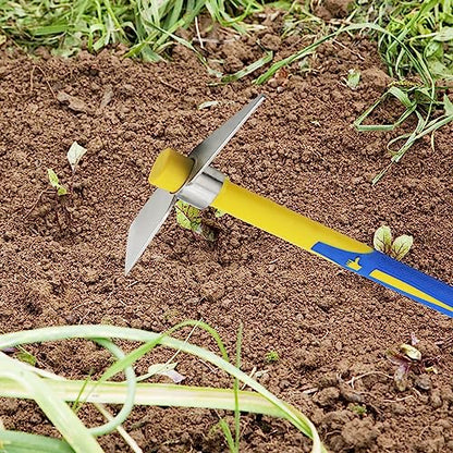 2 PCS Garden Hoe Tools, Stainless Steel Cultivator Hand Tiller and Hand Pick Axe with Fiberglass Handle, Pick Mattock Hoe for Planting Digging Weeding Gardening - size: Cultivator Hoe 2PCS