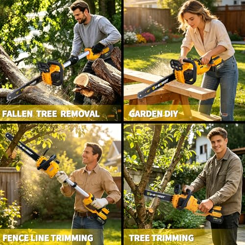 21V Battery Powered Chainsaw 12 Inch Brushless Telescopic Chainsaw
