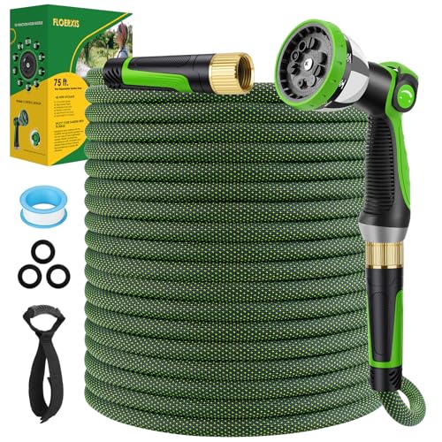 Non-Expandable Garden Hose 75 ft, Lightweight Flexible Anti-Kink - color: Green, size: 75ft