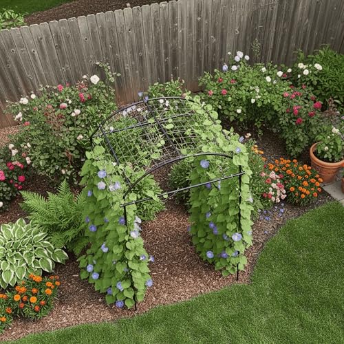 79" Tall Metal Cucumber Trellis Arch Sturdy Frame for 4FT Raised Garden Bed - size: 33"L x 33"W x 79"H