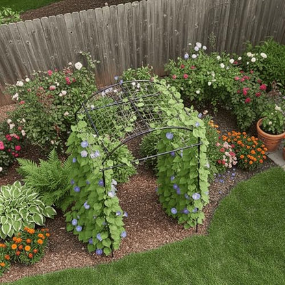 79" Tall Metal Cucumber Trellis Arch Sturdy Frame for 4FT Raised Garden Bed - size: 33"L x 33"W x 79"H