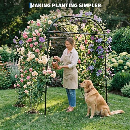 Garvee Metal Garden Arch Trellis, 7.2Ft Black for Raised Beds - size: 7.2x6x5.5FT