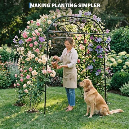 Garvee Metal Garden Arch Trellis, 7.2Ft Black for Raised Beds - size: 7.2x6x5.5FT