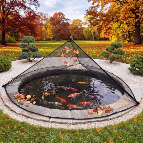 11 x 16 ft Pond Cover Dome Net with Frame for Outdoor Koi Pond - size: 11x16x6ft