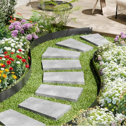 VEVOR Steel Landscape Edging, 5 Packs 39 x 4 in Rust-Resistant Metal Landscape Edging, Bendable Garden Edging Border, Heavy Duty Lawn Edging, Easy-to-Install, Flower Bed Yard Pathway Divider Dark Gray - size: 39" L x 4" H, style: Upgraded version(Black)