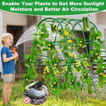 Garden Arch Trellis for Raised Beds, 4x5.3FT Plant Support for Cucumbers, Melons, Grapes, Roses & Climbing Vegetables, Outdoor Rust-Resistant Trellis for Vertical Growing, Green - size: 4x5.3x2 Ft