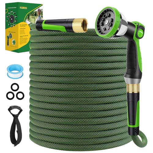 Non-Expandable Garden Hose 25 ft, Lightweight Flexible Anti-Kink - color: Green, size: 25ft