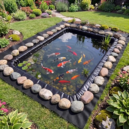 Fanfanwin 20 x 25 ft Pond Liner Underlayment with 10 U-pins, 6oz, Black - color: Black, size: 20X25 Feet, style: Square