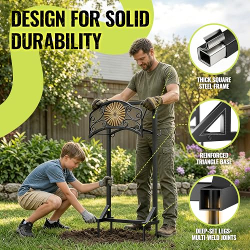 Heavy Duty Garden Hose Holder Stand with 4 Spikes Outdoor Hose Holder