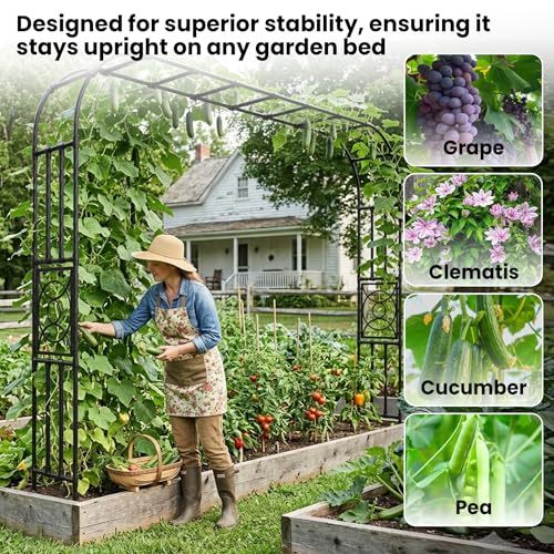 Heavy Duty Garden Arch Trellis,118.1 x 98.4 in, with Lattice - size: 118.1"W x 98.4"H
