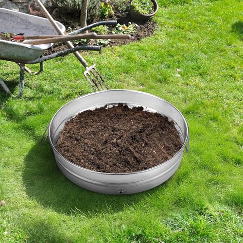 Funnymoom Large Soil Sifter for Gardening with 5 Pcs Compost Screen, Sliver - color: Sliver