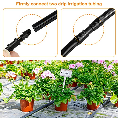 JAYEE 100 Pack Drip Irrigation 1/4' Barbed Coupling Fittings, Barbed Connectors Fits Universal 1/4-Inch Tubing, Irrigation Coupler for Sprinkler System - size: 100P-Coupling