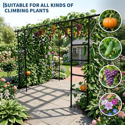Garvee Large Grape Vine & Cucumber Trellis, 132 inches Garden Arch Trellis - size: 11 x 7.7 x 7.5 Ft T-Insert-Fit