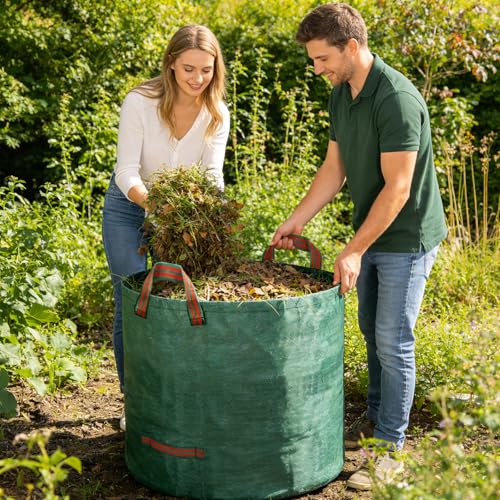 Yard Waste Bags,3-Pack 132 Gallon Reusable Collapsible Garden Leaf Bags - color: 132 Gallon Round