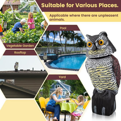 Owl Decoys to Scare Birds Away, Waterproof Owl Statue for Garden - size: Large
