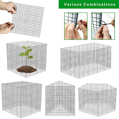 40 Pcs Plant Protector from Animals, 10 Pack 12'' x 12'' Reusable Metal Square Plant Cages, Wire Mesh Garden Cloches to Keep Rabbits, Squirrels and Chicken Out and Protection Vegetables Flowers Shrubs