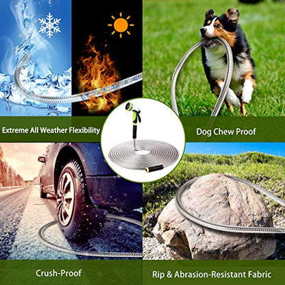 Flexible Metal Garden Hose 50ft Heavy Duty Water Hose - size: 50FT