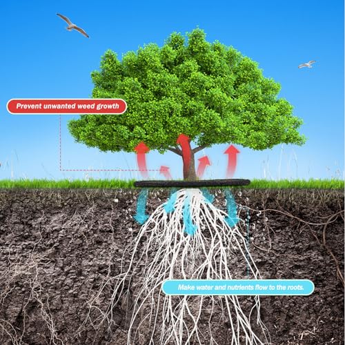 Peryiter 6 Pcs Rubber Mulch Tree Ring Protector Mat Weed Barrier, 12 in - style: 12 Inches