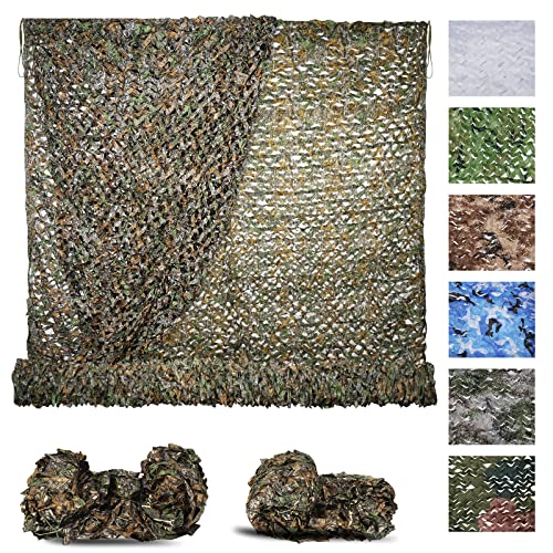 Sposuit Camo Netting - Camouflage Net 10x20 20x20 10x10 5x10 5x20, Military Camo Netting for Hunting Bulk Roll, Camo Tarp Sunshade Net for Party Decorations, Sunshade, Camping Ghillie Netting - color: Simulation Leaf, size: 10ft x 10ft(3M x 3M)