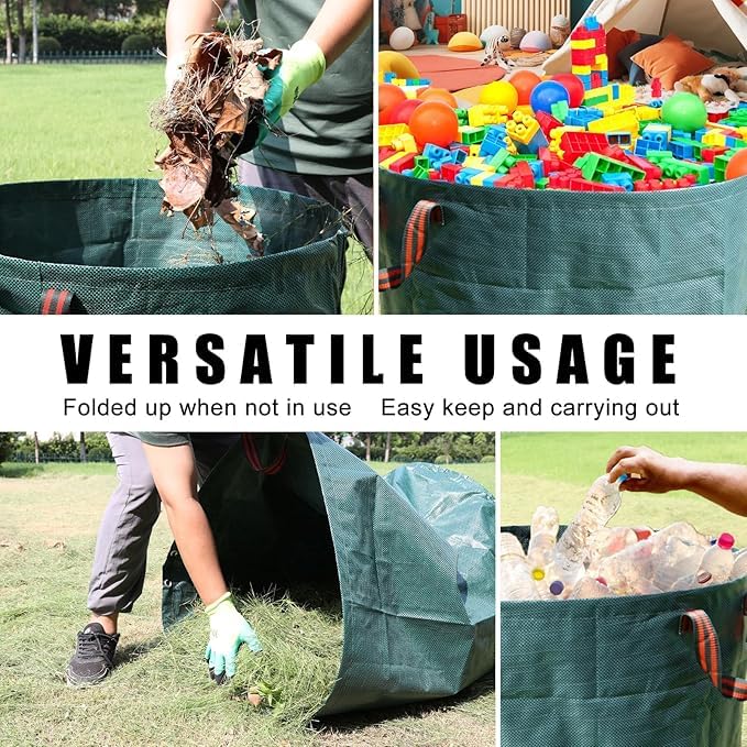 Reusable Garden Waste Bags - Heavy-Duty Stand-Up Garden Waste Bags for Lawns and Camping Yards to Collect Leaves and Weeds