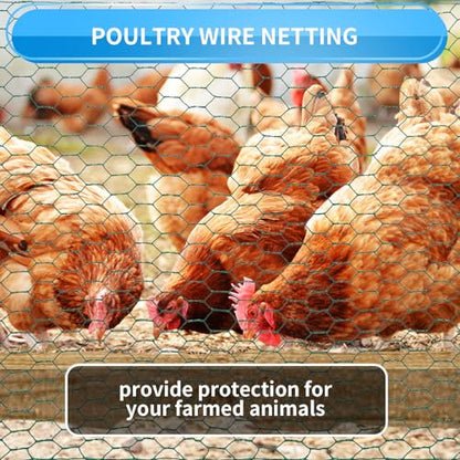 24'' x 150' Green Chicken Wire Fencing, 1 inch Chicken Wire and 19 Gauge Poultry Netting, Garden Mesh Fence Roll for Floral Arrangements/Crafts/Farm/Livestock/Pet Protection - size: Green /19 Gauge 24" x150'