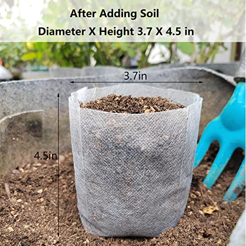 Belit Nursery Growing Bags, 100 Pcs Fabric Seedling Pots Non-Woven Pouch for Gardening Seed Plant Bag, Potato, Flower, Tomato Plant Starts (5.7" x 5.7 ") - size: 100 Pcs 5.7"x5.7"