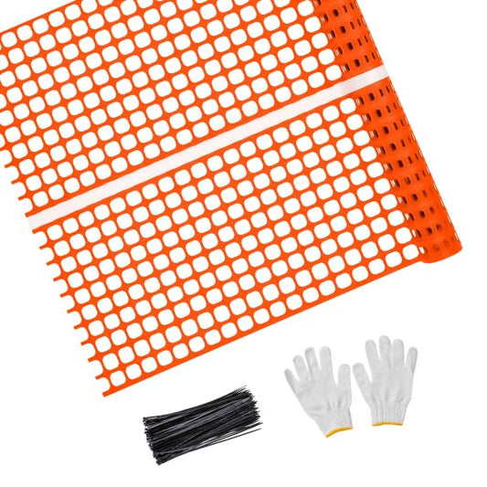 Reflective Plastic Mesh Fence, Night Visible Barrier with Zip Ties, Orange - color: Orange, size: 4' x 100' (Reflective)