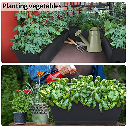Window Box Planter,10Pack Plastic Vegetable Flower Planters Boxes - color: Black, size: 16.6 x 7 x 5.9 inches