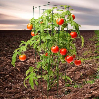 46" Height 12" Width 2PCS Green Square Folding Tomato Cage,Plant Support Stake Tower - size: 12*46inch Sq-Green Coated-2Pack