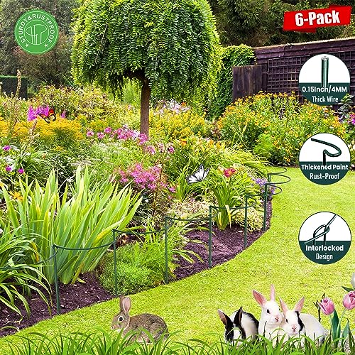 Half Round Snake Plant Support Stakes, Plant Ring for Peonies, Hydrangeas, ZZ, and More - Sturdy, Rust-Proof Plant Support Cages for Indoor and Outdoor Potted Plants (6 Pack, 14x8Inch) - size: 14x8in
