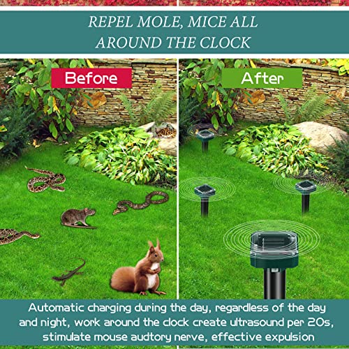 18 Pcs Mole Repeller Solar Powered Ultrasonic Gopher, Small - size: Small