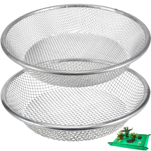 2 Pack Soil Sifter for Gardening - Rock Compost Sand Sifter Fits 5-Gallon Buckets 1/4 Inch & 1/8 Inch Mesh Sifting Screen Sieve for Gravel, Dirt, Sawdust with Repotting Mat - size: 11.8" x 11.8"