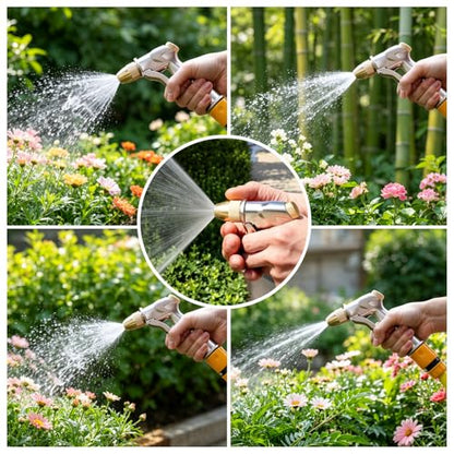 All-Metal Garden Hose Nozzle, Multiple Adjustable Spray Patterns