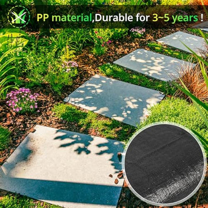 GOTGELIF Weed Barrier Fabric 4x100ft Heavy Duty, Ground Cover with 20 Pegs - size: 3.2oz-4ftx100ft with 20 pegs