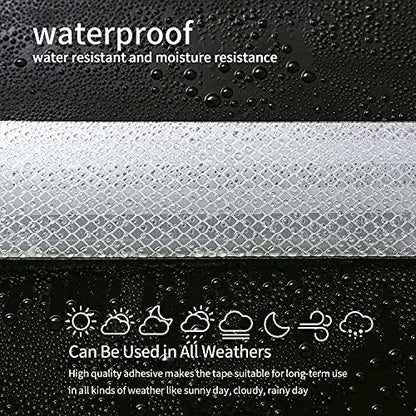 Reflective Tape, Waterproof Self Adhesive Dot Safety Reflector - color: White, size: 6 Inch x 33.8 Feet