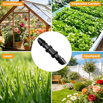 120 Pcs Drip Irrigation 1/4" Barbed Coupling Fittings, Drip System Parts Double Barbed Coupler Connectors Fits 1/4-Inch Drip Tubing Irrigation for Drip Line Sprinkler Systems Connection - size: 1/4" Coupler-120P