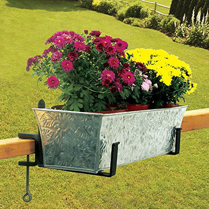 Achla Designs SFB-02C, 8 inch Railing clamp Window Flower Box Brackets, Black - size: 8 Inch