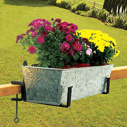 Achla Designs SFB-02C, 8 inch Railing clamp Window Flower Box Brackets, Black - size: 8 Inch