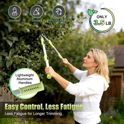 Heavy-Duty Extendable Anvil Lopper, 28"-41" Telescopic Tree Trimmer with Double Ratcheting Mechanism for 2" Branches - color: Green