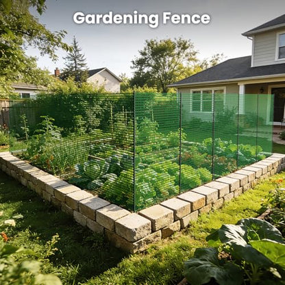DoCred Plastic Chicken Fence Netting with Post, Garden Fencing Border Green - color: Green
